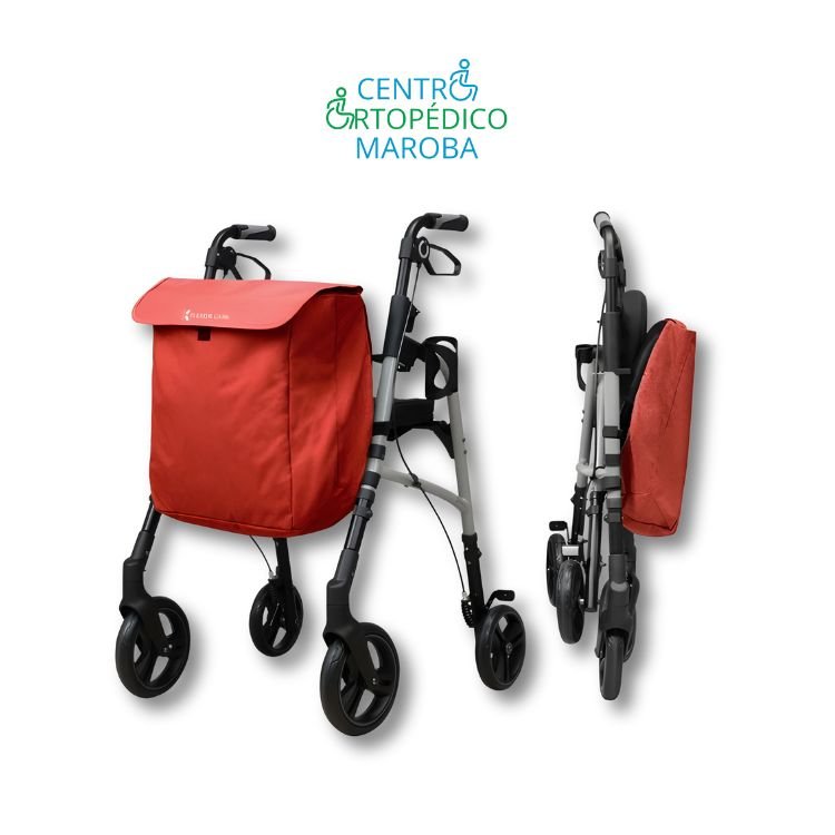 Andador con asiento para personas mayores con bolsa de compra desmontable